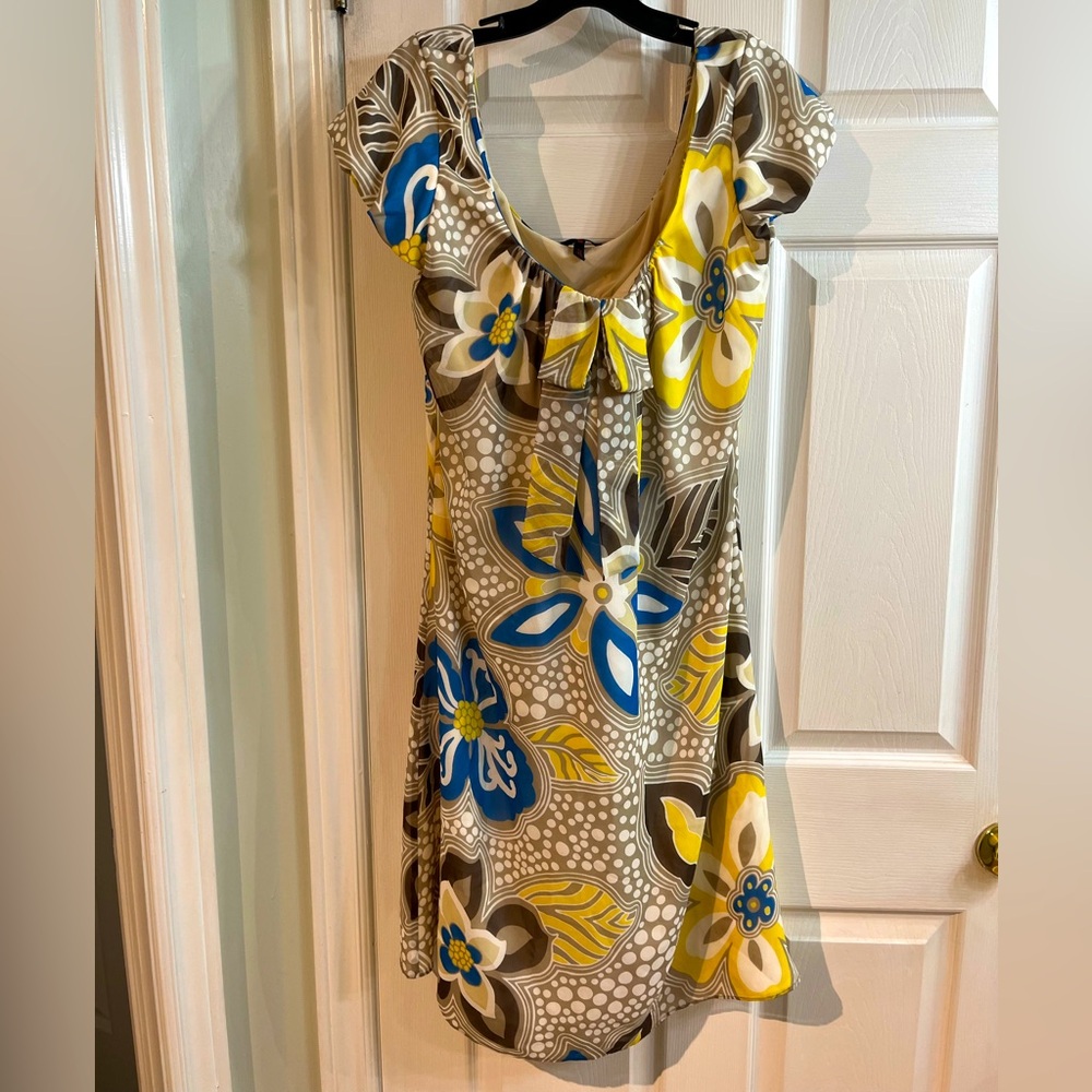 Escada Floral Midi Dress 100% silk size 38